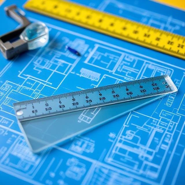 Glass cutting tool or blueprint + ruler