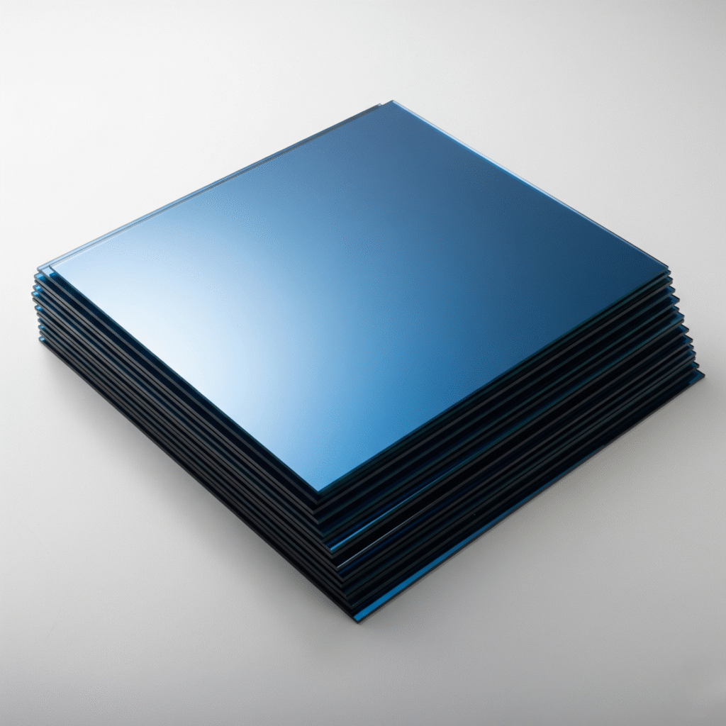 Luxury Blue Belgium Glass for Interiors. Alintethar Glass Trading, Dubai