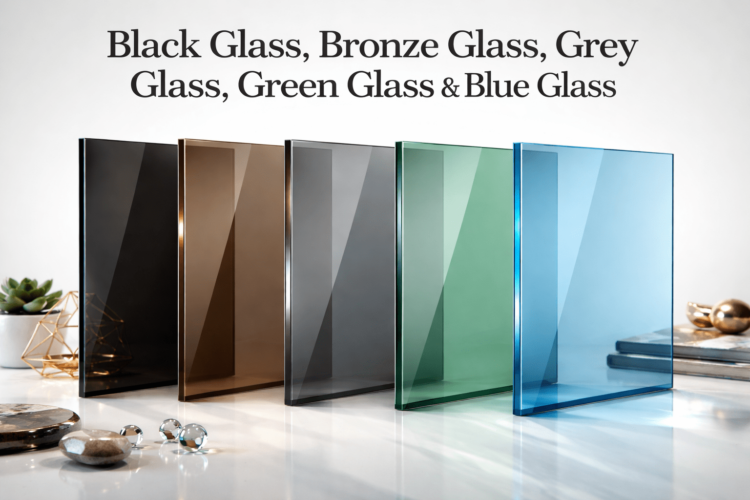 Black Glass, Bronze Glass, Grey Glass, Green Glass and Blue Glass. | Al-Intethar Glass Dubai